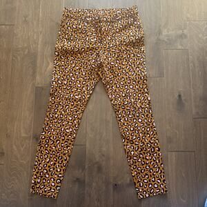 Women’s Old Navy Pixie Ankle Pants Burnt Orange and Pink Leopard Print Skinny 6